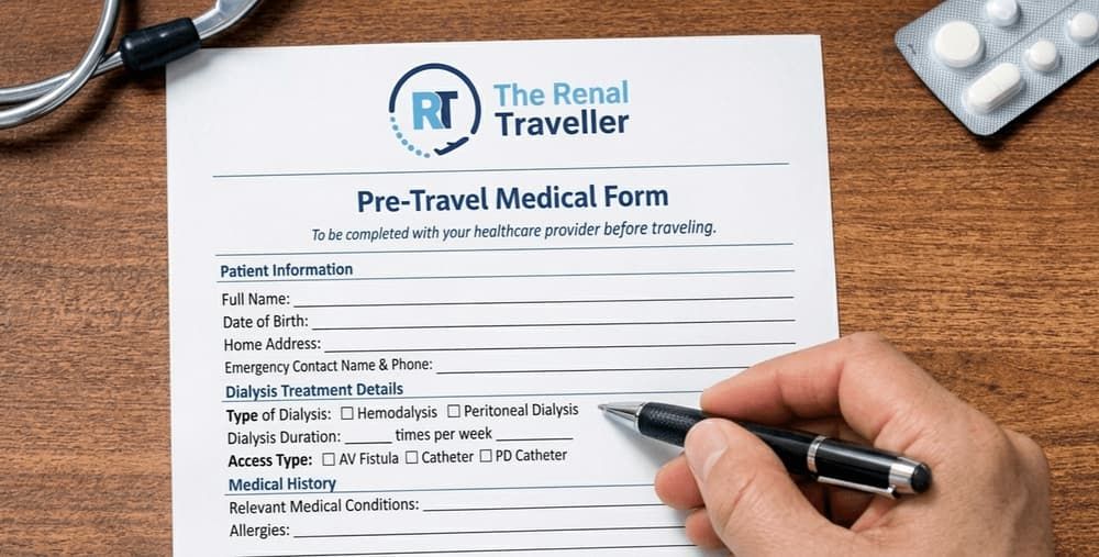 Medizinisches Formular vor der Reise